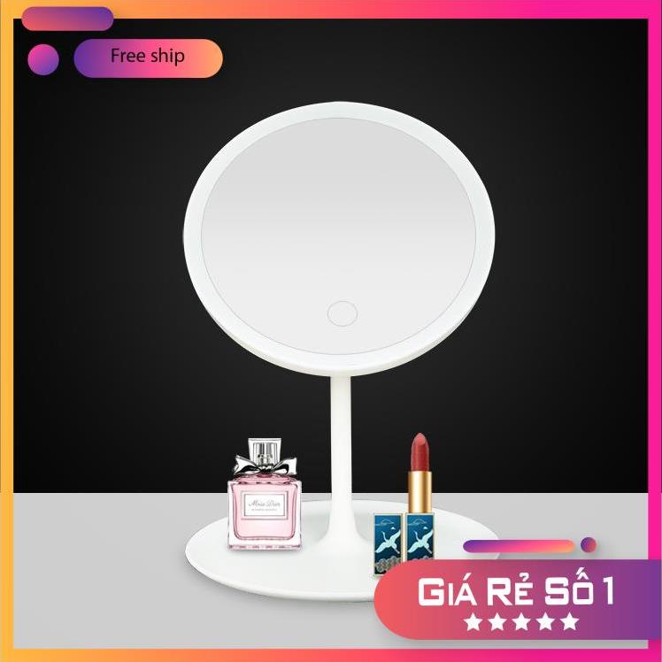 Gương Để Bàn Trang Điểm, Gương Đèn Led Cảm Ứng Mẫu Tròn