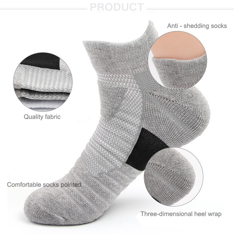 3 Pairs/Towel Bottom Boat Socks Sports Socks Sweat-absorbent Non-slip Running Socks Basketball Socks