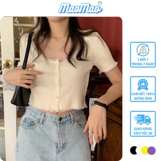 Áo croptop ôm MaoMao len tăm ngắn tay kiểu ulzzang Hàn Quốc - C37