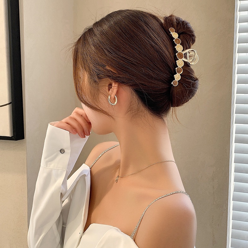 Kẹp Tóc Hình Cá Mập Đính Đá Opal Phong Cách Retro Hàn Quốc