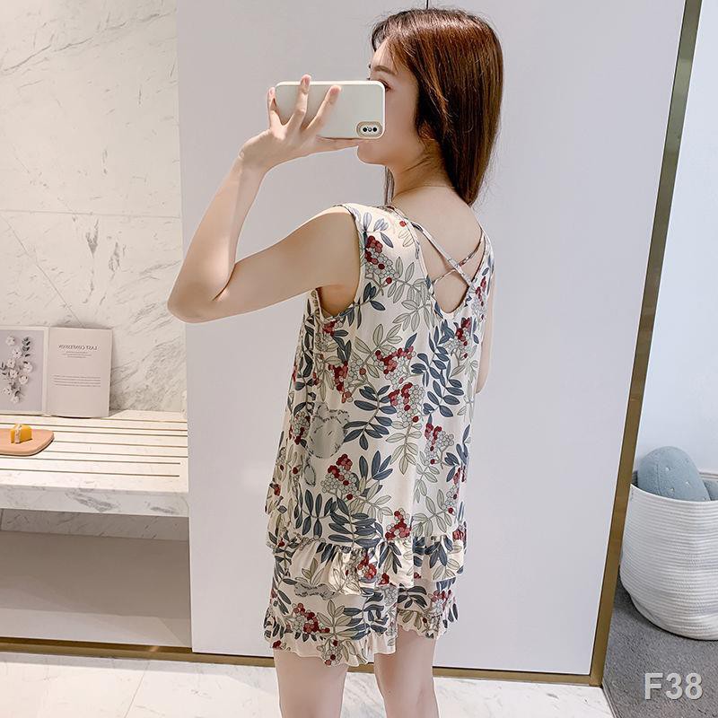 Vest quần short pyjama nữ cotton lụa mỏng phù hợp với áo lửng gợi cảm và ngọt ngào bộ đồ phục vụ tại nhà Hàn Quốc