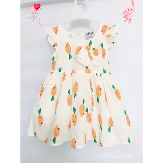 Váy bé gái họa tiết cà rốt - Đầm xòe bé gái size 8-22kg