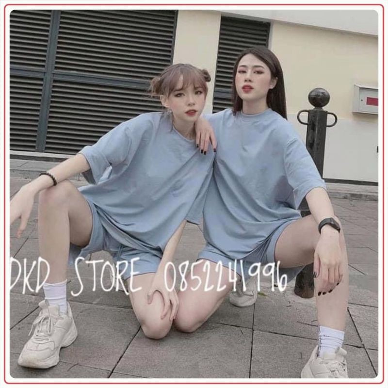 [Chất Đep] Set Đùi Trơn Thụng Cộc Tay Mát💖FREESHIP💖 Set Quần Short Áo Phom Rộng Tay Lỡ Xinh xắn