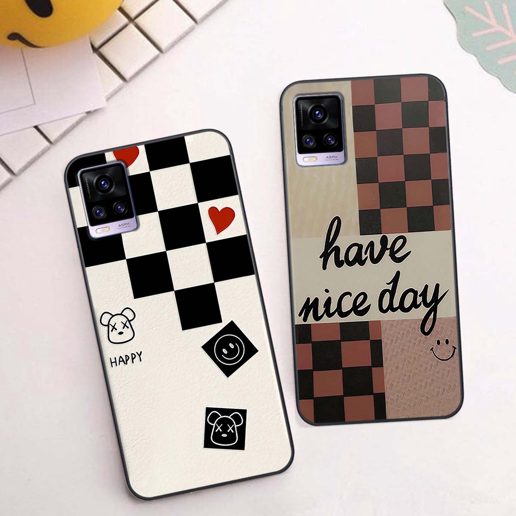 Ốp Vivo V20 caro trái tim cá tính, thời trang siêu đẹp, siêu phong cách