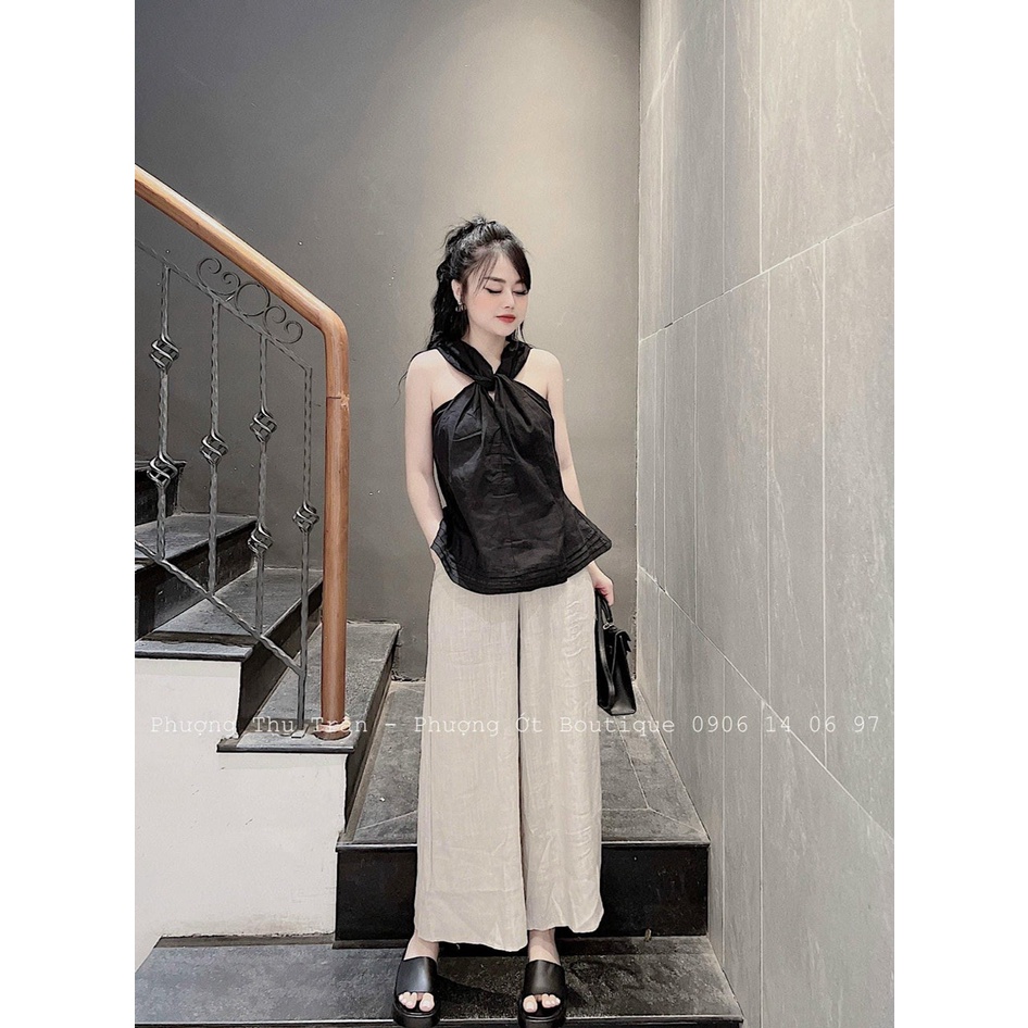 B190- SET ÁO ĐEN ĐAN NGỰC QUẦN SỚ BE