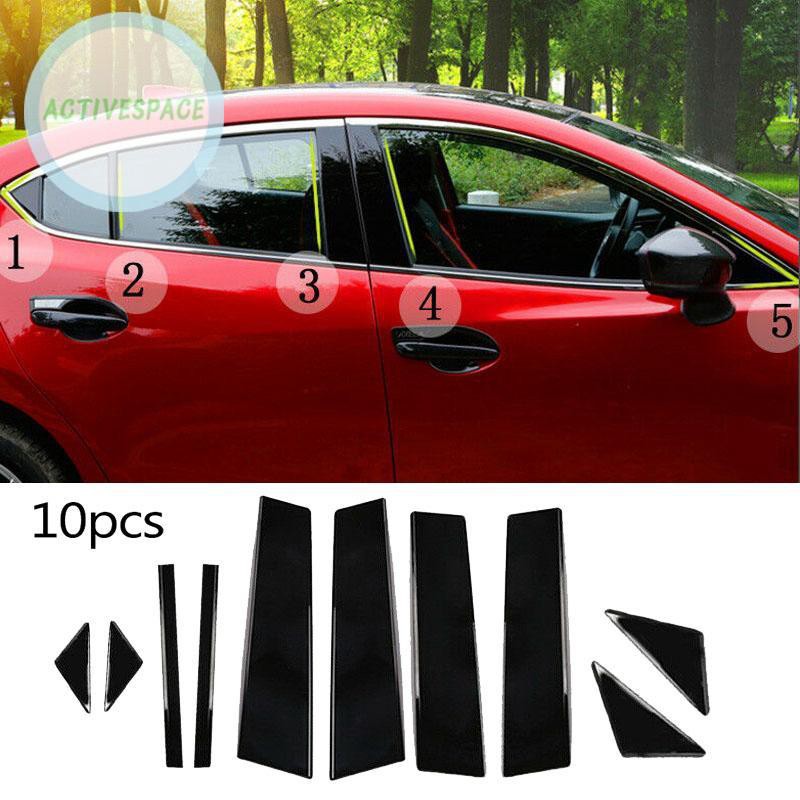 Bộ 10 miếng decal trang trí trục cửa sổ ngoài chống nước cho Mazda 3 Axela 2014-2017