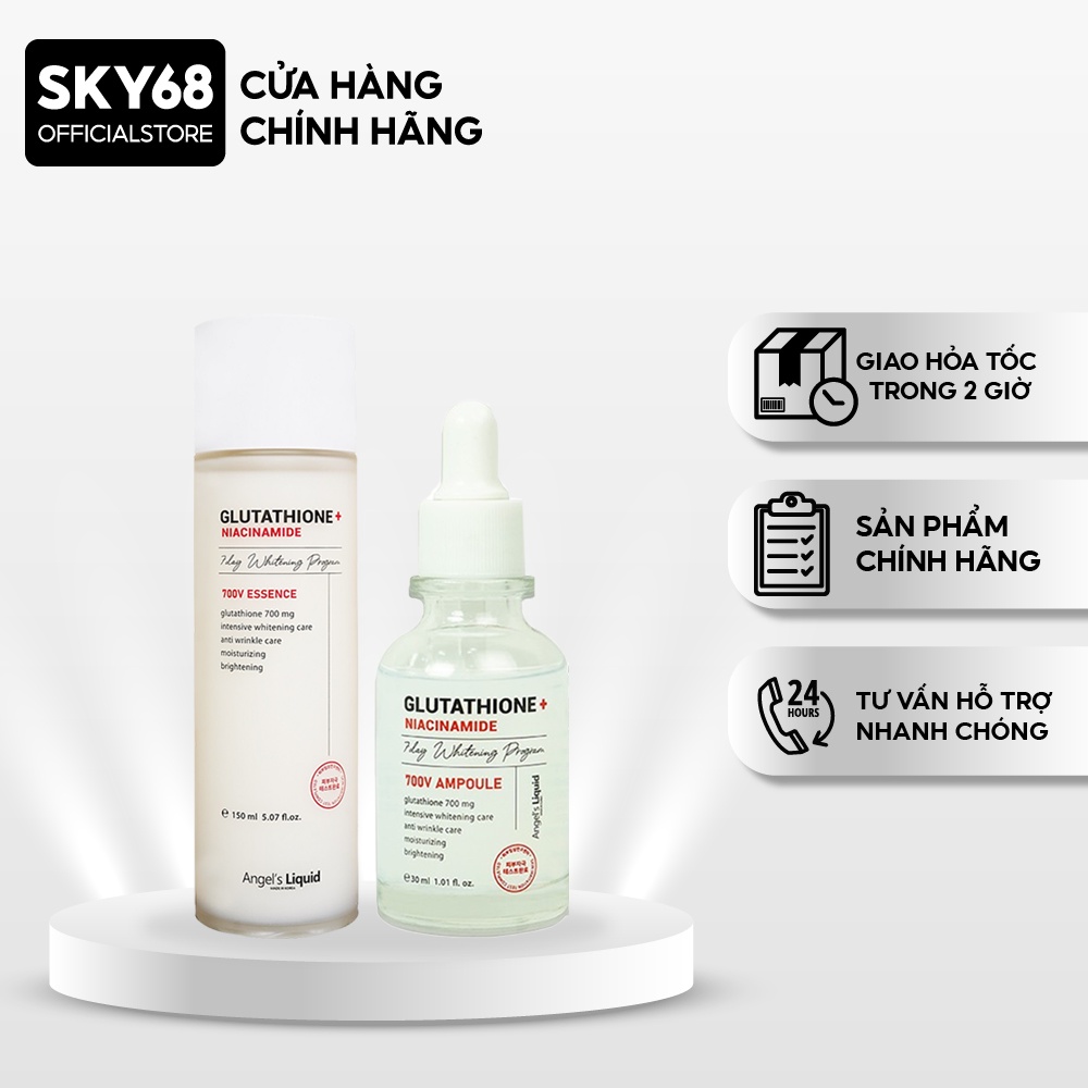 Combo mờ thâm nám, dưỡng trắng, se khít chân lông Angel's Liquid (Toner Niacinamide 150ml + Serum Plus Niacinamide 30ml)