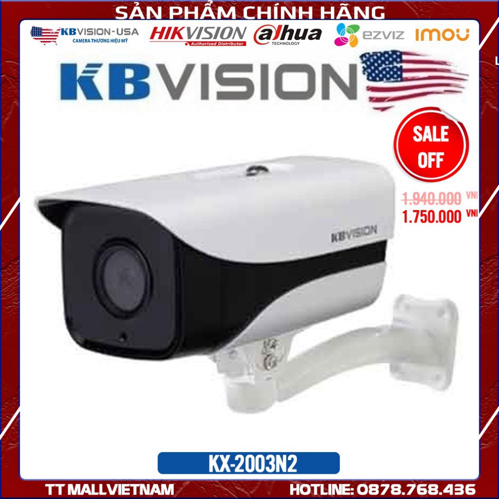 {Giá Tốt Nhất} Camera IP 2.0MP KBVISION KX-2003N2 chuẩn Onvif Hồng Ngoại - Bảo hành chính hãng 2 năm