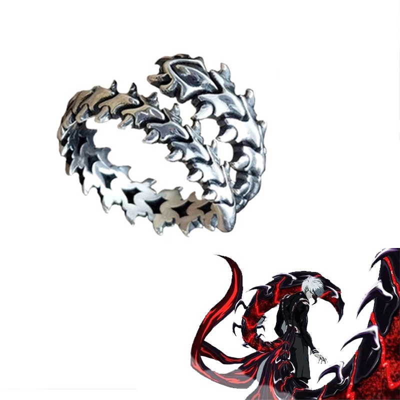 Nhẫn Kim Loại Hóa Trang Nhân Vật Kaneki Ken Trong Tokyo Ghoul