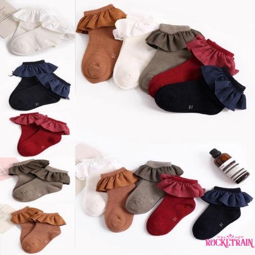 Vớ cotton phối ren chống trượt cho bé gái