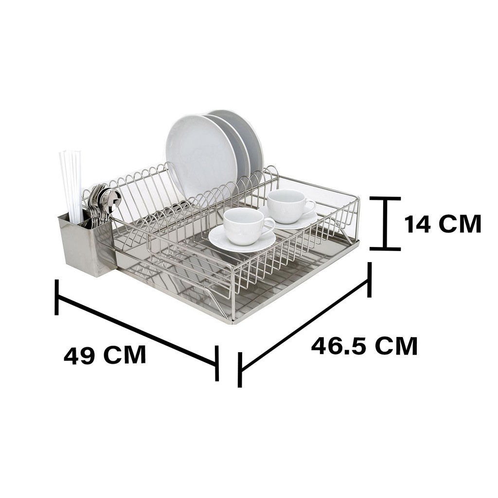 HomeBase KECH Kệ Inox đựng chén đĩa đồ dùng nhà bếp khay bằng thép ko gỉ Thái Lan W49xD46.5xH14 Cm