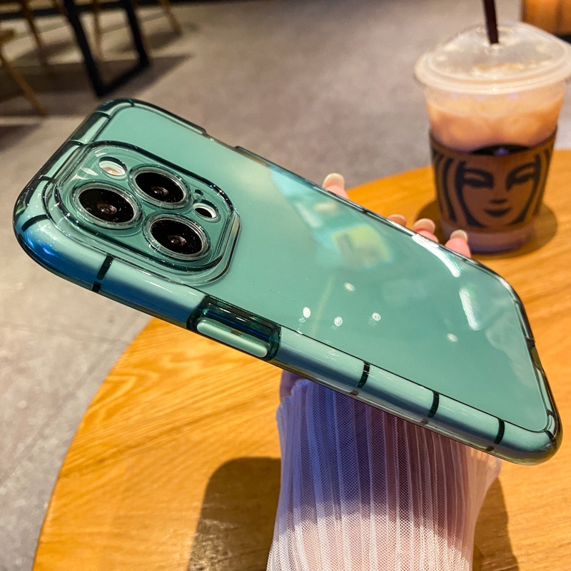Ốp Điện Thoại Mềm Trong Suốt Dày Dặn Chống Sốc Màu Kẹo Cho iPhone 11 12 13 Pro MAX X XR XS MAX ip11
