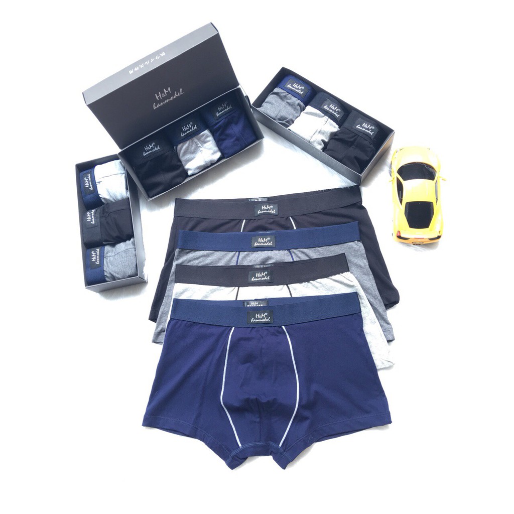 Hộp 3 Quần Lót Boxer Đùi Nam Kẽ Sọc Nam Tính Mạnh Mẽ 2594