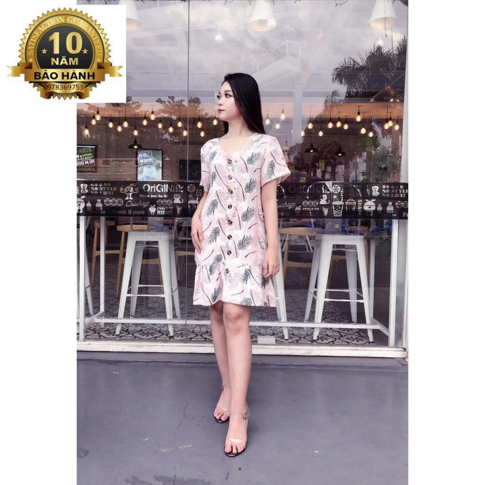 SALE- Đầm suông đuôi cá họa tiết lá trẻ trung, xinh xắn Misa Fashion MS336 – Có 2 màu Tặng Kèm Nước Hoa