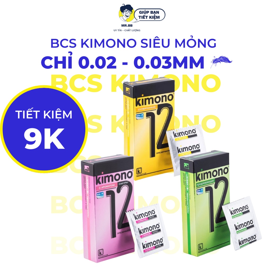 Bao cao su Kimono 12 chiếc siêu mỏng thơm nhẹ kéo dài thời gian với công nghệ bảo vệ sức khỏe phụ nữ Mr.BB