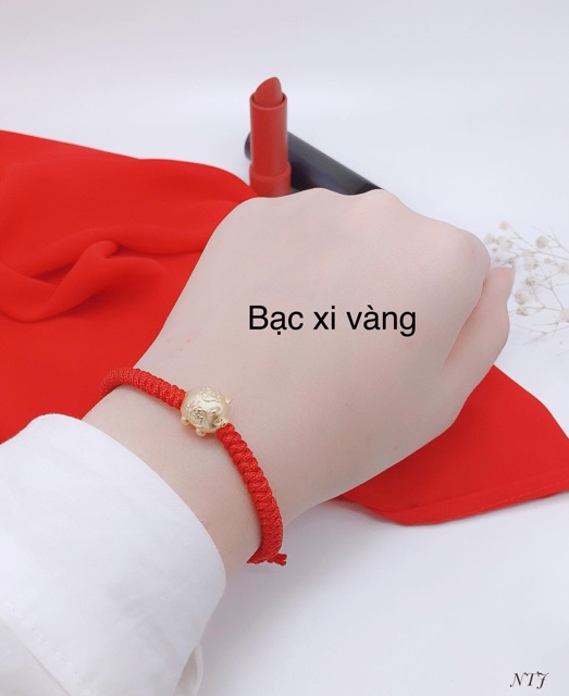 LẮC TAY CHỈ ĐỎ CHARME LỢN BẠC 925 MẠ VÀNG 24k