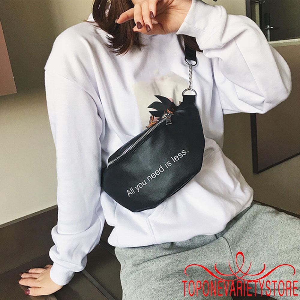 Túi đeo chéo in họa tiết chữ đơn giản phong cách hiphop cho nữ