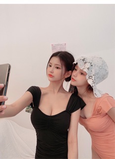 (Hà Nội_có sẵn) Đồ bơi Bikini đen liền thân tay bèo to