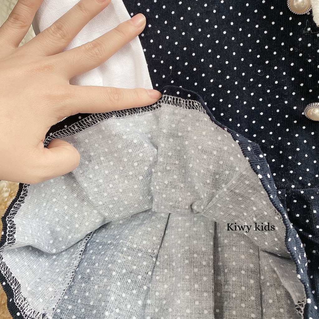 SALE 50%  VÁY NHUNG TĂM PHỐI COTTON KIWY KIDS01 chất liệu mát mẻ phù hợp mặc 4 mùa cho BÉ GÁI TỪ 0 ĐẾN 12 THÁNG