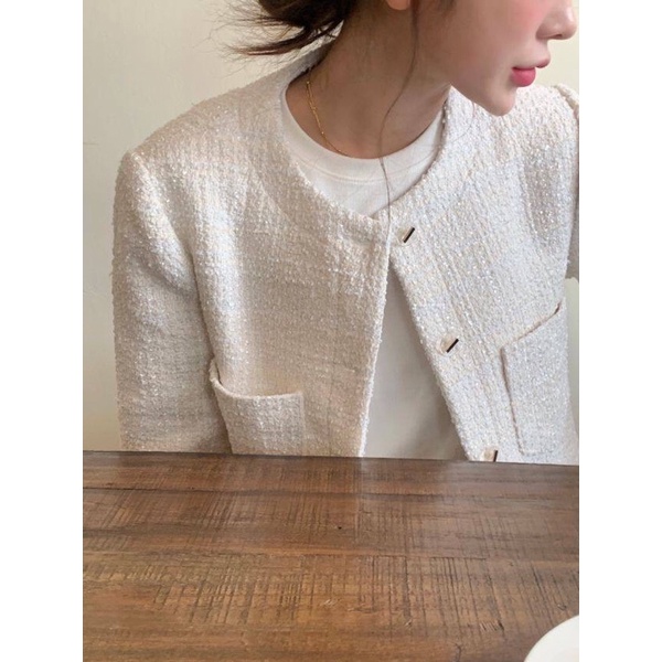 Áo khoác mùa đông vải Tweed - Order Taobao | Áo khoác Tweed nữ hai lớp dày dặn- phong cách Ulzzang