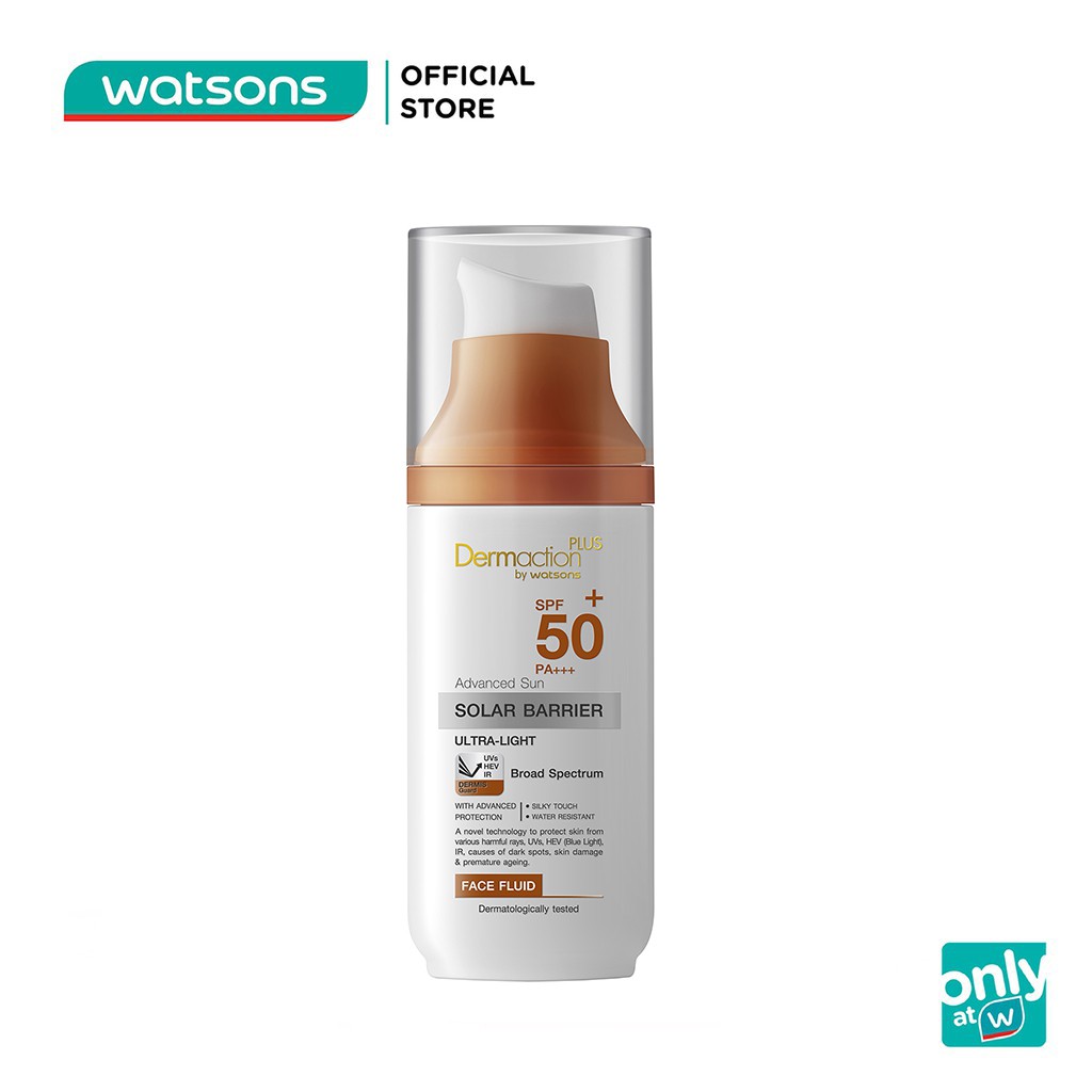 Kem Dưỡng Dạng Sữa Chống Nắng Dermaction Plus By Watsons Face Fluid Ultra Light SPF50+ PA+++ 50ml