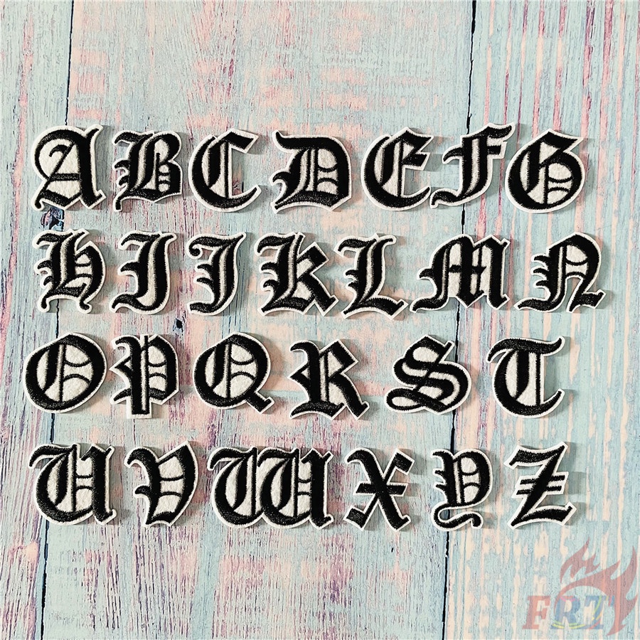 Miếng dán ủi quần áo hình chữ cái tiếng anh màu đen DIY