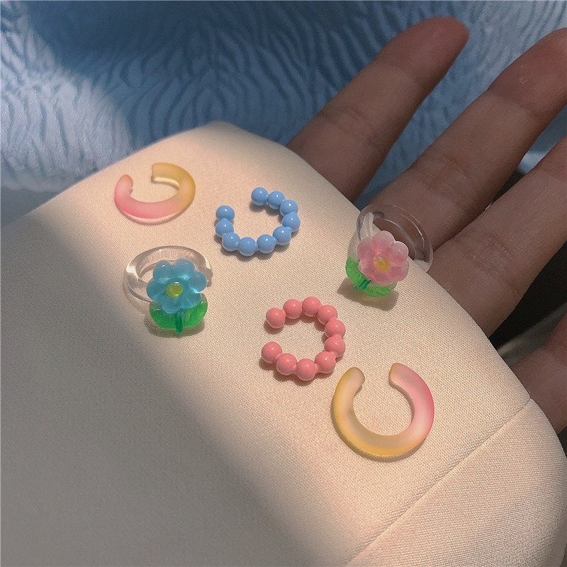 Set Bông Tai Kẹp Hoa Trong - TS1424