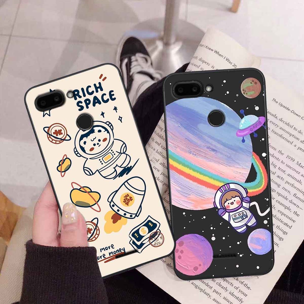 Ốp Xiaomi Redmi 6 in hình vũ trụ, phi hành gia bầu trời cute dễ thương