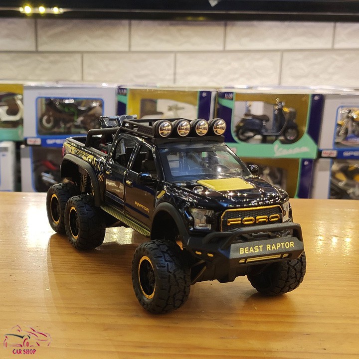 Mô hình xe ô tô Ford F150 Raptor 6x6 tỉ lệ 1:28 màu đen