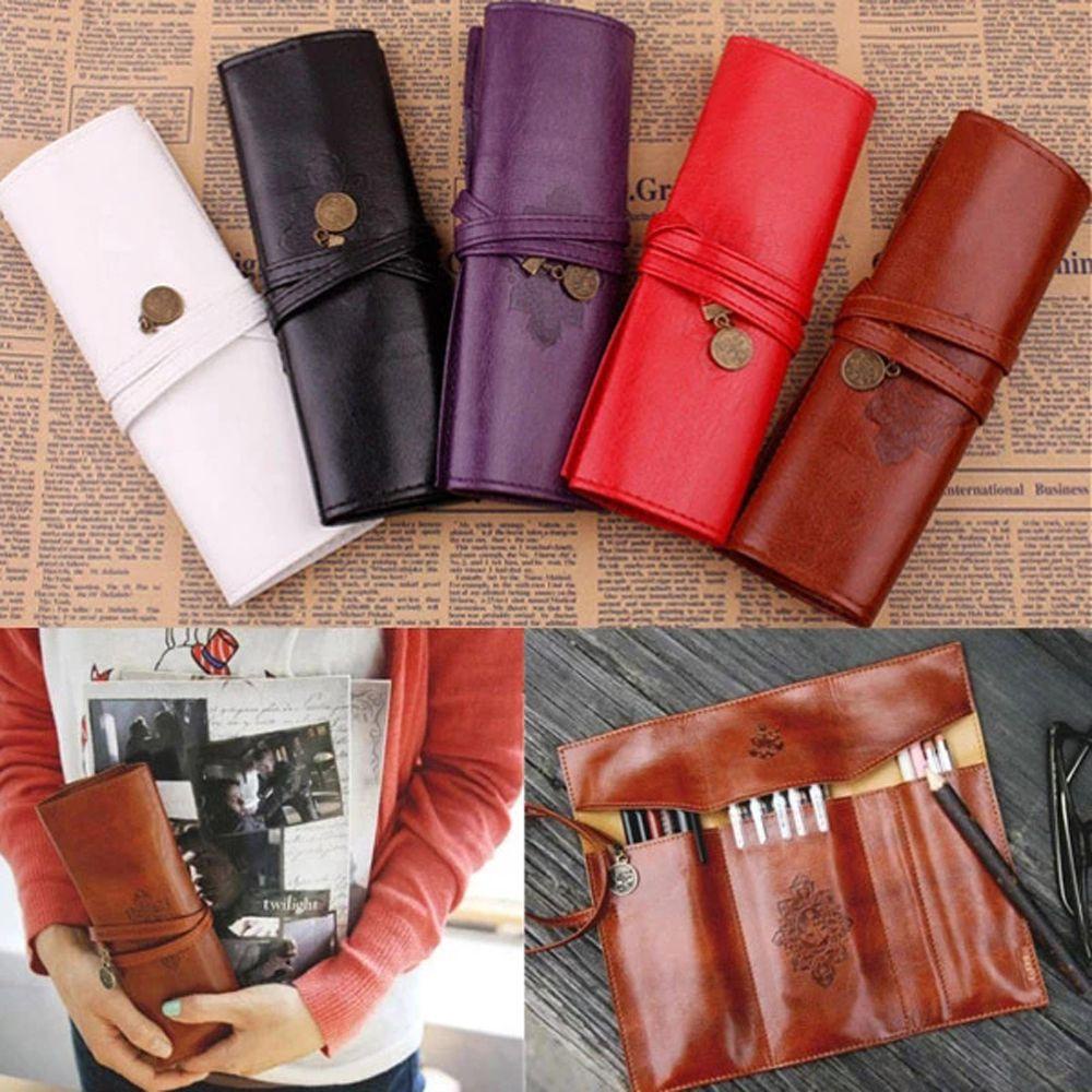 Túi Cuộn Đựng Cọ Trang Điểm Bằng Da PU Cho Nữ Sinh