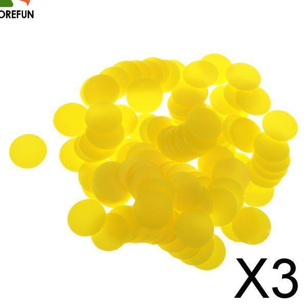 3x100x Opaque Plastic Board Game Counters Tiddly winks Numeracy Yellow