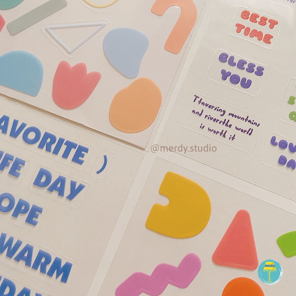 Set 4 tấm sticker overlay trang trí planner và journal