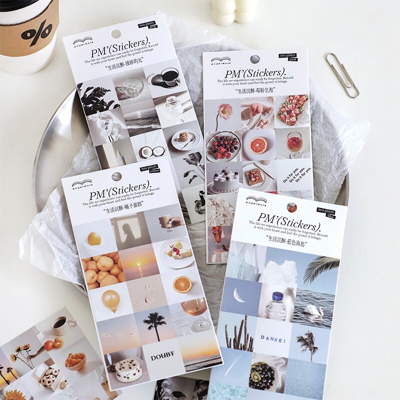 Set 2 Tấm Sticker Vuông Nghệ Thuật Art Aesthetic  [PAPERMORE]