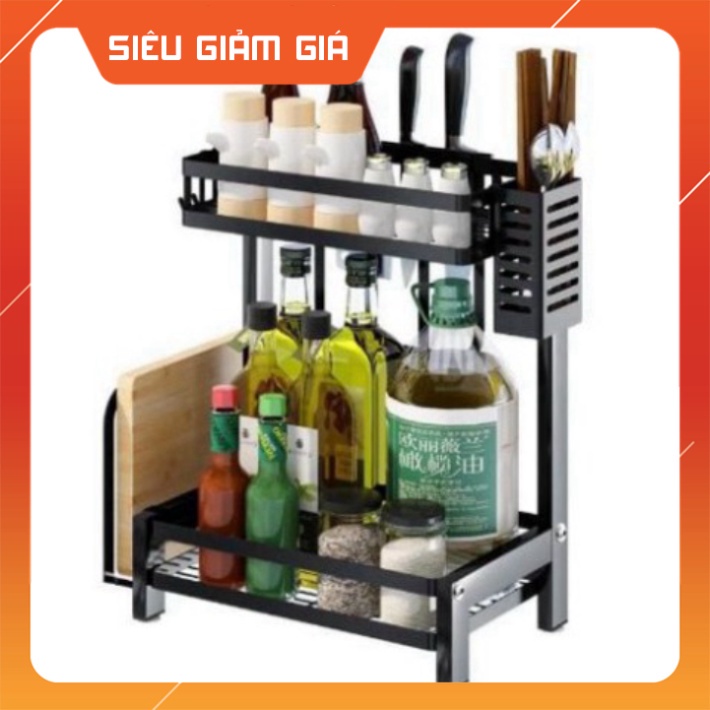 KỆ GIA VỊ 2 TẦNG SẮT PHỦ SƠN TÍNH ĐIỆN SIÊU BỀN