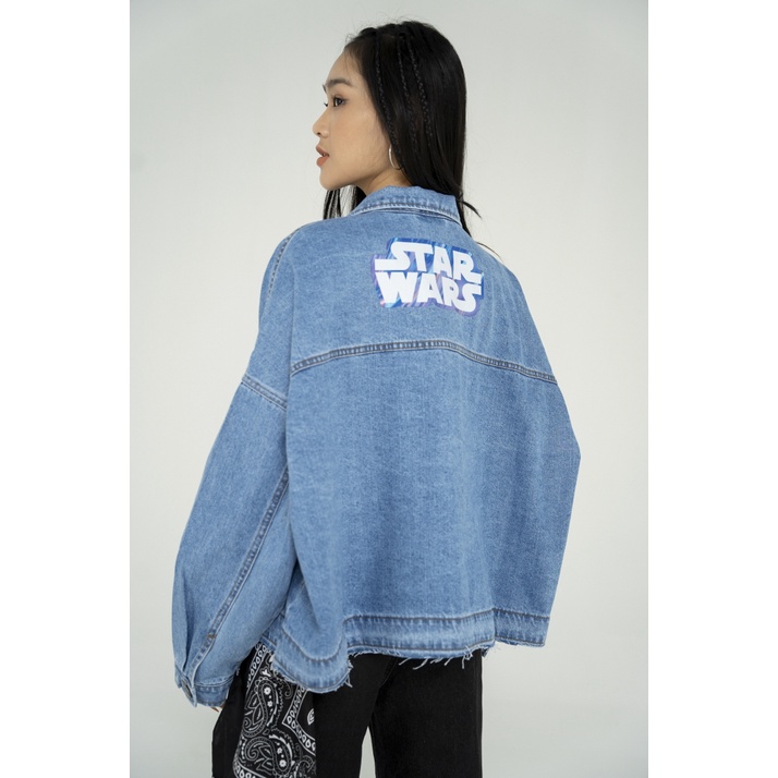 Áo Khoác Jeans Nữ BOO Dáng Rộng Họa Tiết Logo Starwars BZL