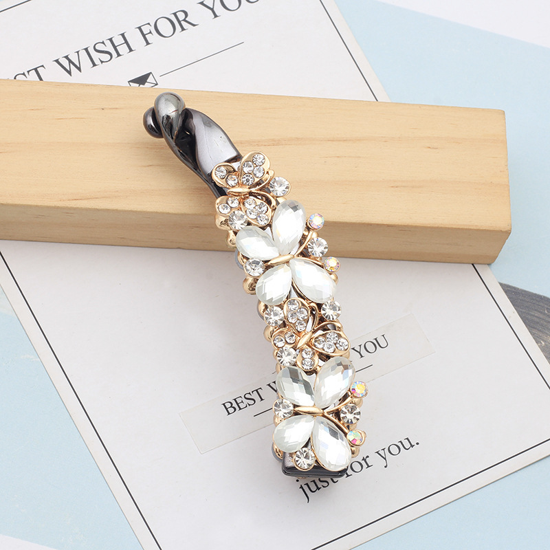 Phụ Kiện Tóc Rhinestone Kẹp Tóc Thạch Anh Tím Tóc Đuôi Ngựa Kẹp Dọc Hàn Quốc Con Công Bướm Kim Cương Chuối Kẹp Tóc & Kẹp Tóc