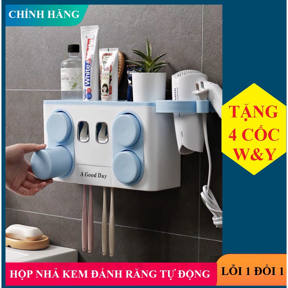 Hộp nhả kem đánh răng tự động - TẶNG 3 cốc W&amp;Y