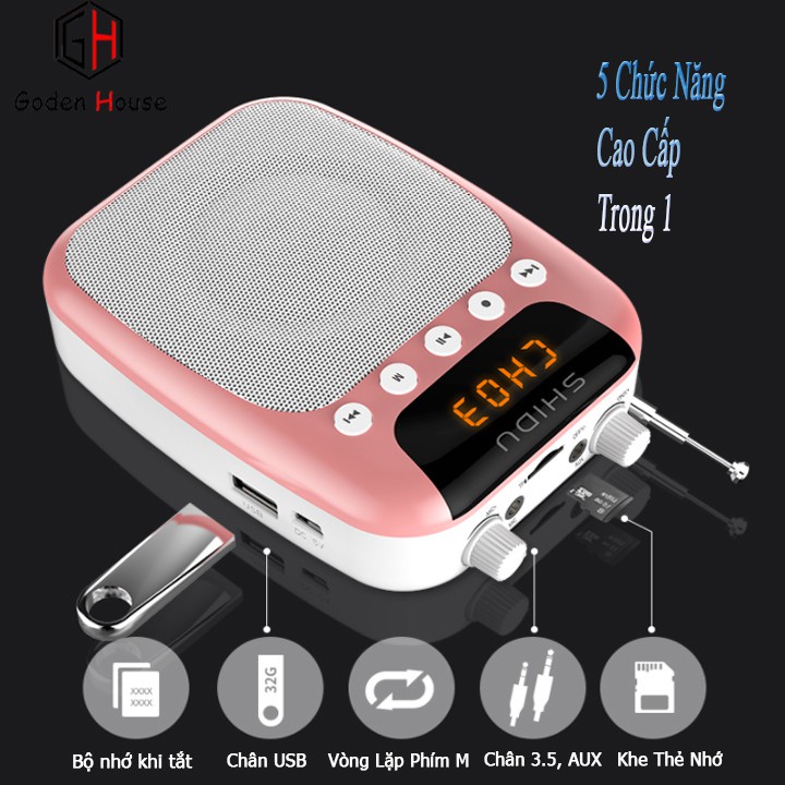 Máy trợ giảng SHIDU SD-S358 cao cấp có dây-không dây, Âm lượng lớn 10w, Bảo Hành 12 Tháng