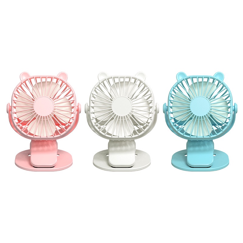 Quạt kẹp cạnh bàn , kẹp cạnh màn hình , kẹp nôi cho bé hình tai mèo nhựa ABS cao cấp