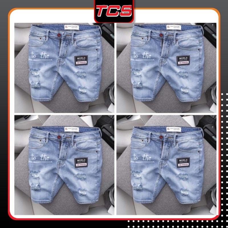Quần short nam ,quần bò nam TCS màu xanh rách xước,phong cách hàn quốc,trẻ trung