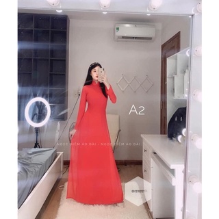 ÁO DÀI LỤA TRƠN TÀ CHỮ A KÈM QUẦN LỤA CÙNG CHẤT