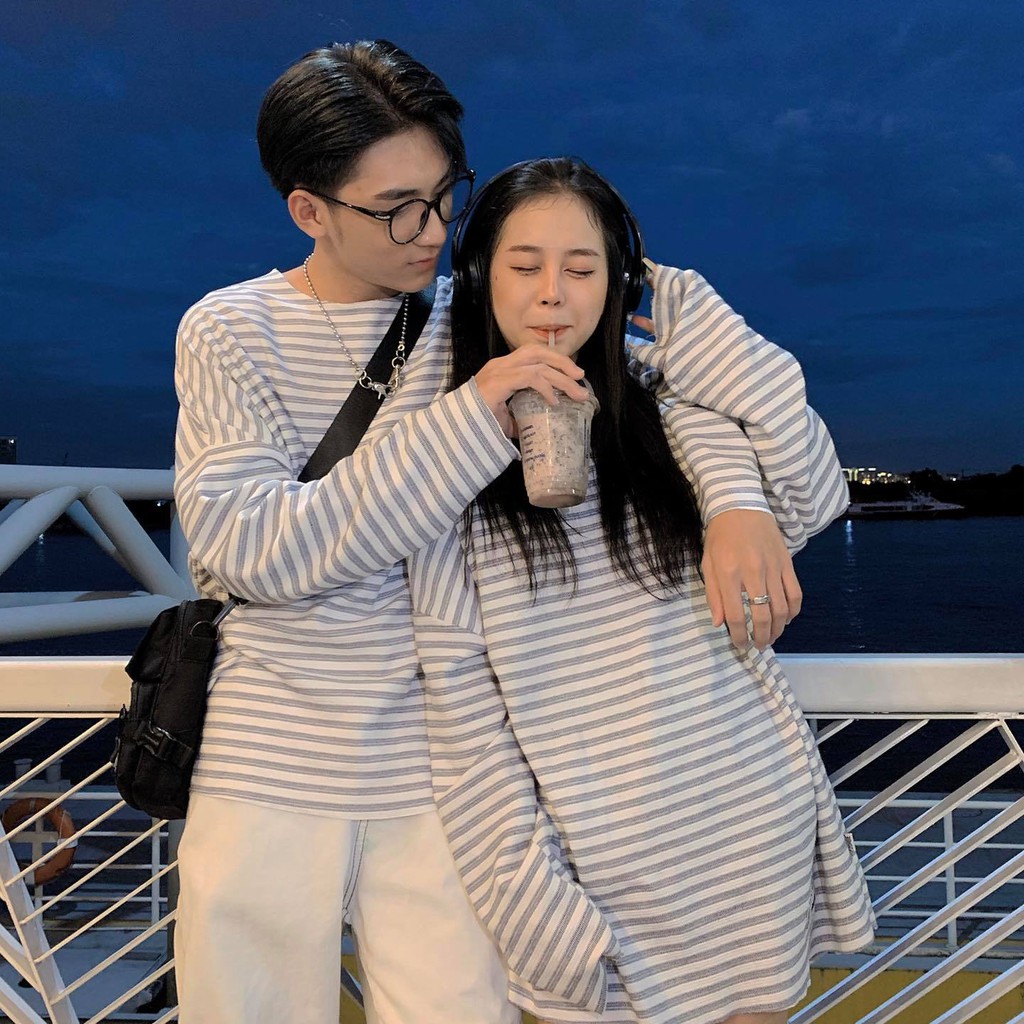 Áo ZOMBIE® Oversize Striped Sweater In W/Blue