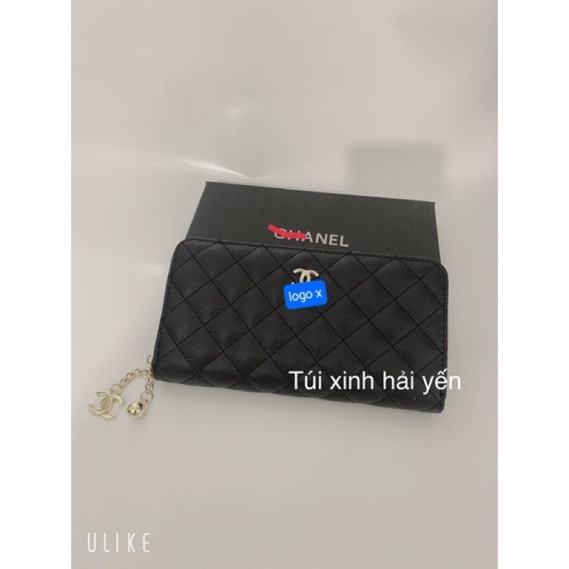 ví dài cầm tay trần trám nhỏ logo x khoá kéo quả chuông siêu xinh hàng full hộp