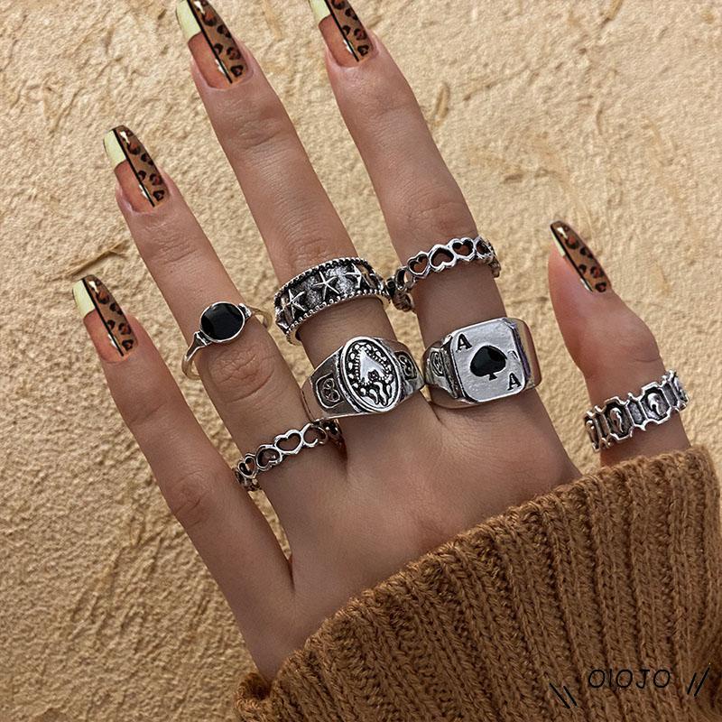 🌼Bộ 7 Nhẫn Thời Trang Phong Cách Punk Cổ Điển Dành Cho Nam