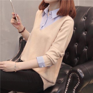 bán sỉ áo len phối cổ sơ mi