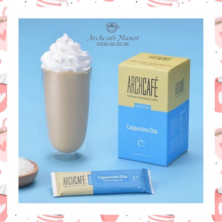 Cà phê Cappuccino Dừa - Cafe hoà tan Archcafé (hộp 12 gói x 20g) | BigBuy360 - bigbuy360.vn