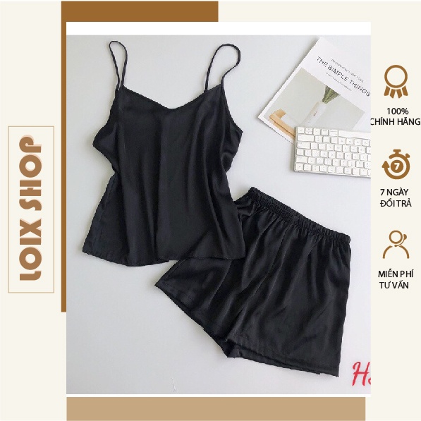 Bộ ngủ đùi lụa 2 dây cổ v LOIX mã 421