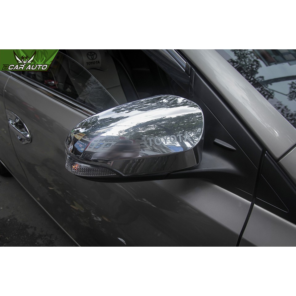 Bộ 2 ốp gáo gương xe Vios, Yaris, Altis 2014 đến 2023 mạ crom/ carbon cao cấp