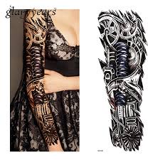 Hình xăm dán cỗ máy full tay , nửa lưng