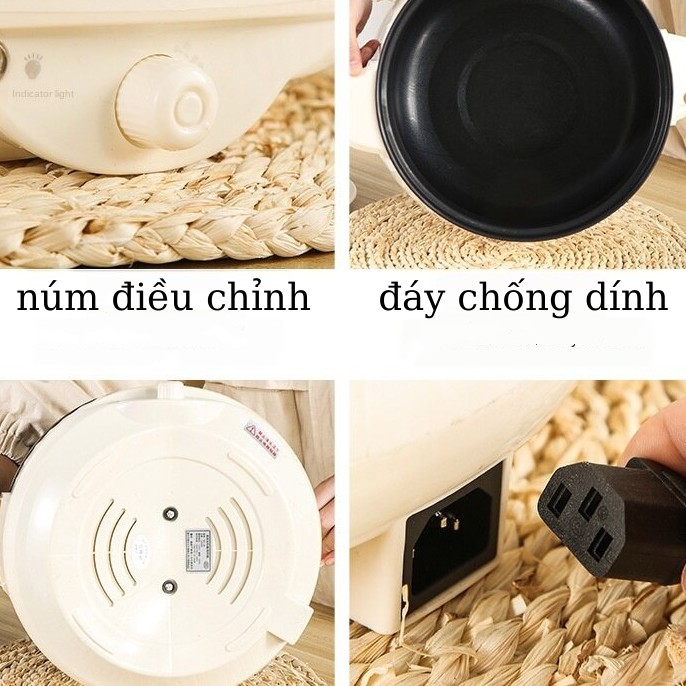 Nồi lẩu điện đa năng 2 tầng đáy chống dính TiLoKi TNL.02 công suất 1000W (Size 26cm) - Tặng kèm 3 thìa inox